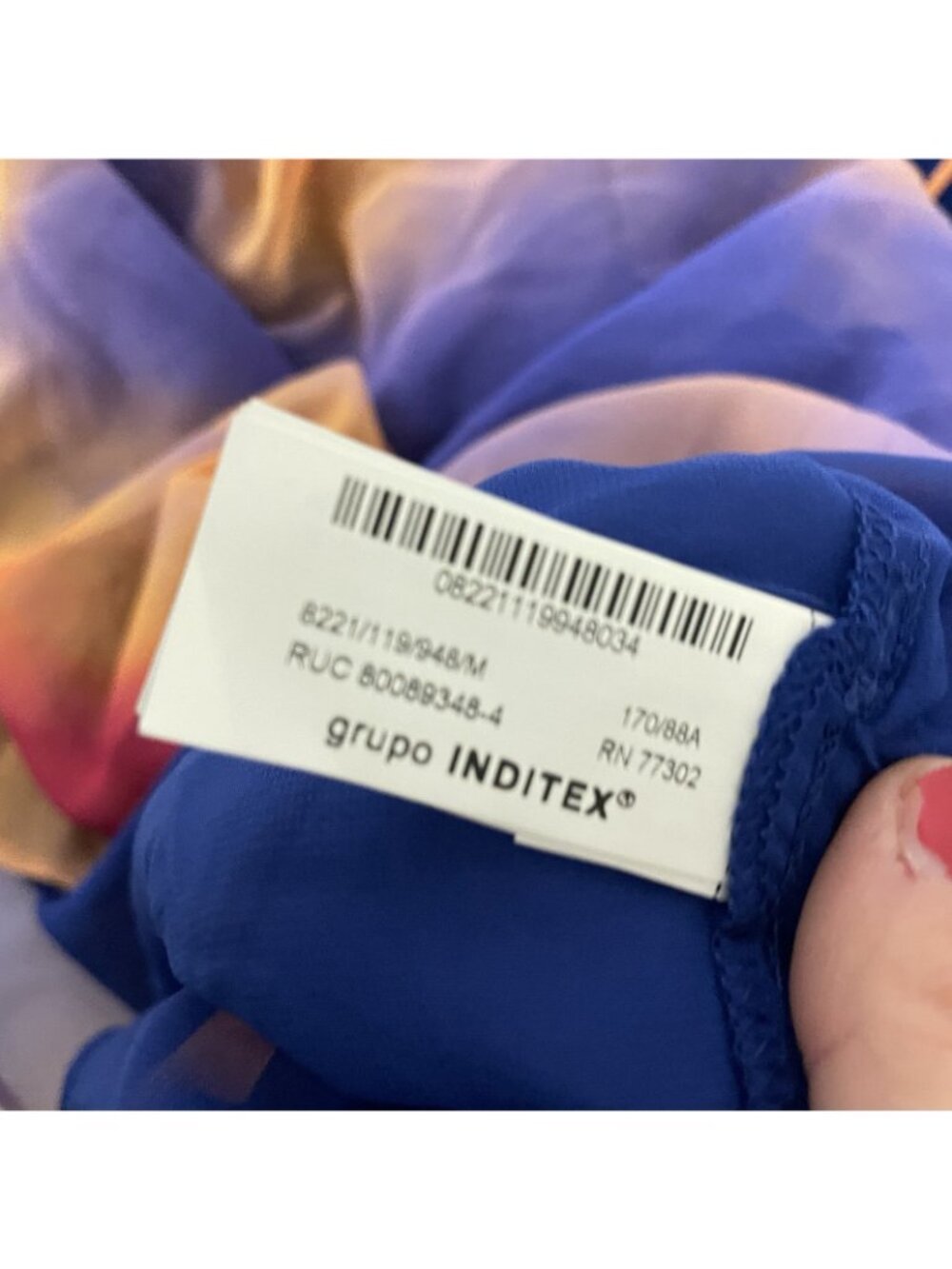 Zara Womens Long Dress Medium Tie Dye Purple orange with Scarf 8221/119 NWT - Picture 8 of 14